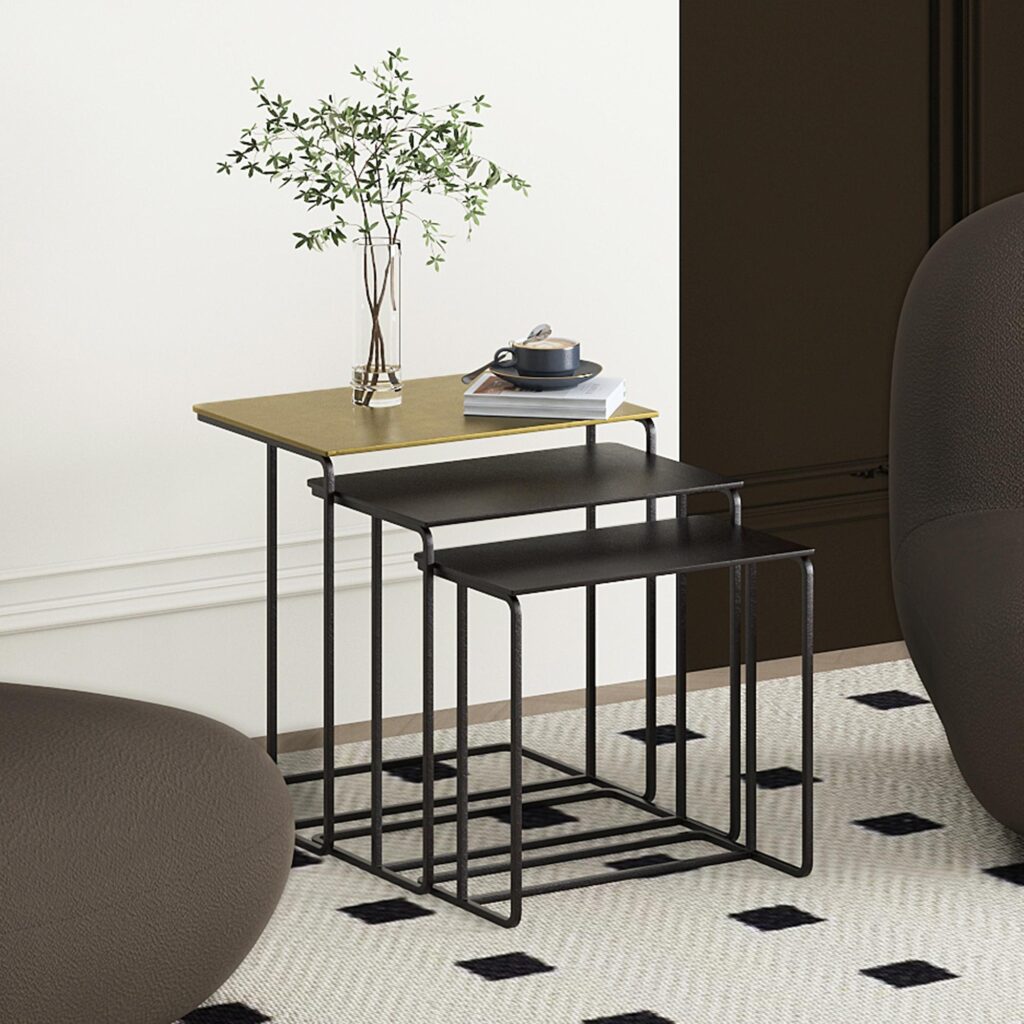 Bristol 3pc Accent Table Set in Antique Gold and Black - Image 2