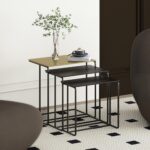 Bristol 3pc Accent Table Set in Antique Gold and Black 501-855GL_BK 501 855GL BK 1