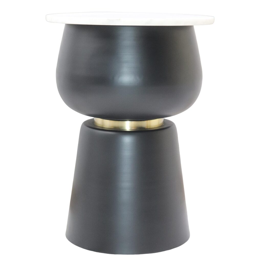 Alora Accent Table in Black and White and Brushed Gold - Image 5