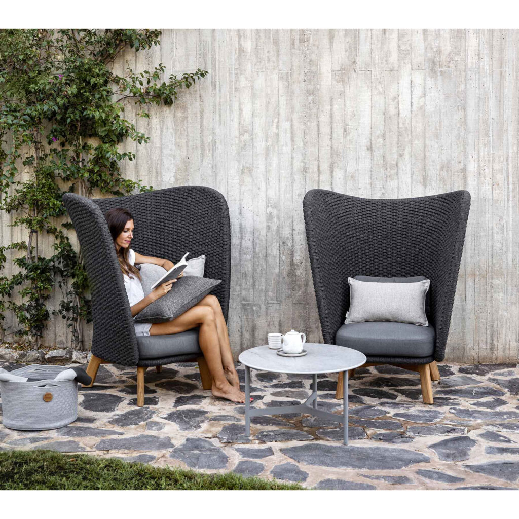 Peacock Wing Highback Chair W/Teak Legs - Image 7