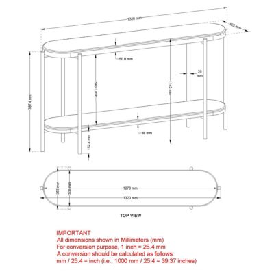 Johar Console Table, 52" in Natural and Black 502-068NAT 502 068NAT LD