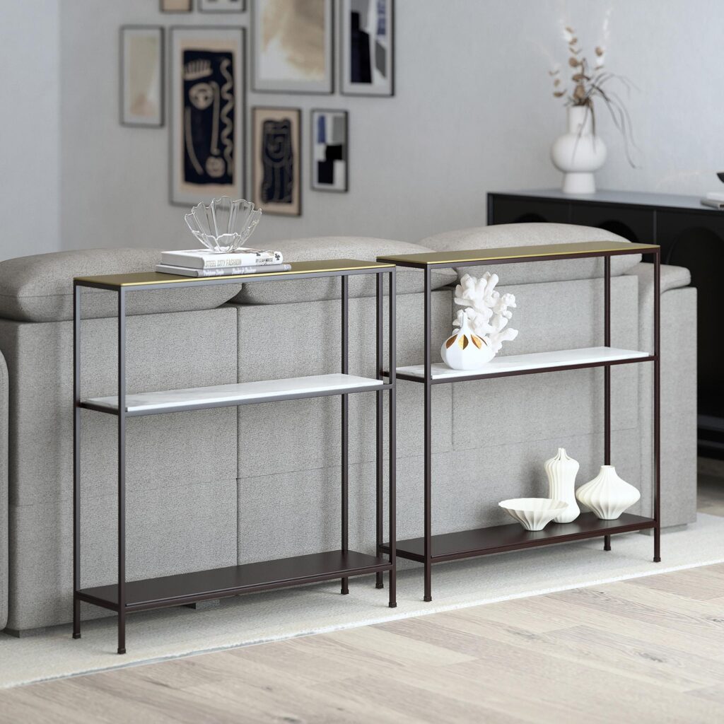 Izzy Console Table in Antique Gold and Black - Image 3