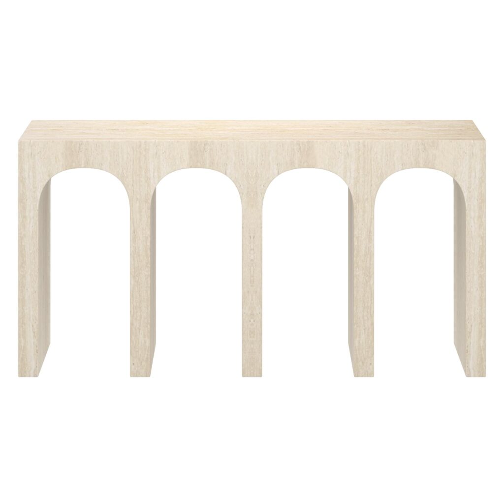 Atticus Contract Grade Grand Console Table in Travertine - Image 5