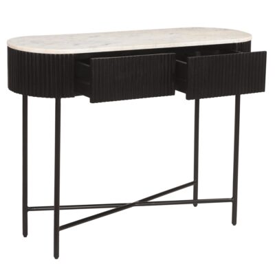 Reyna Console Table, 39" with Drawers in Black and White 502-248BLK 502 248BLK 2