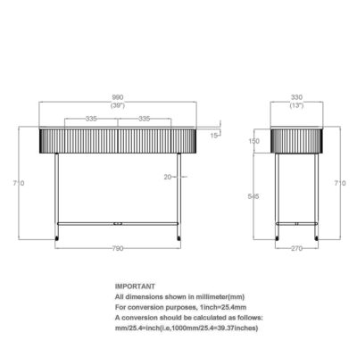 Reyna Console Table, 39" with Drawers in Black and White 502-248BLK 502 248BLK LD