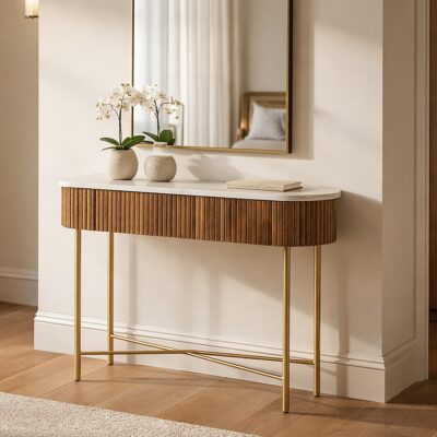 Reyna Console Table, 39" with Drawers in Walnut and White 502-248WAL 502 248WAL 1