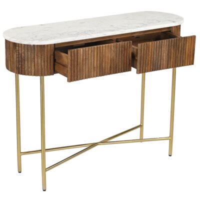 Reyna Console Table, 39" with Drawers in Walnut and White 502-248WAL 502 248WAL 2