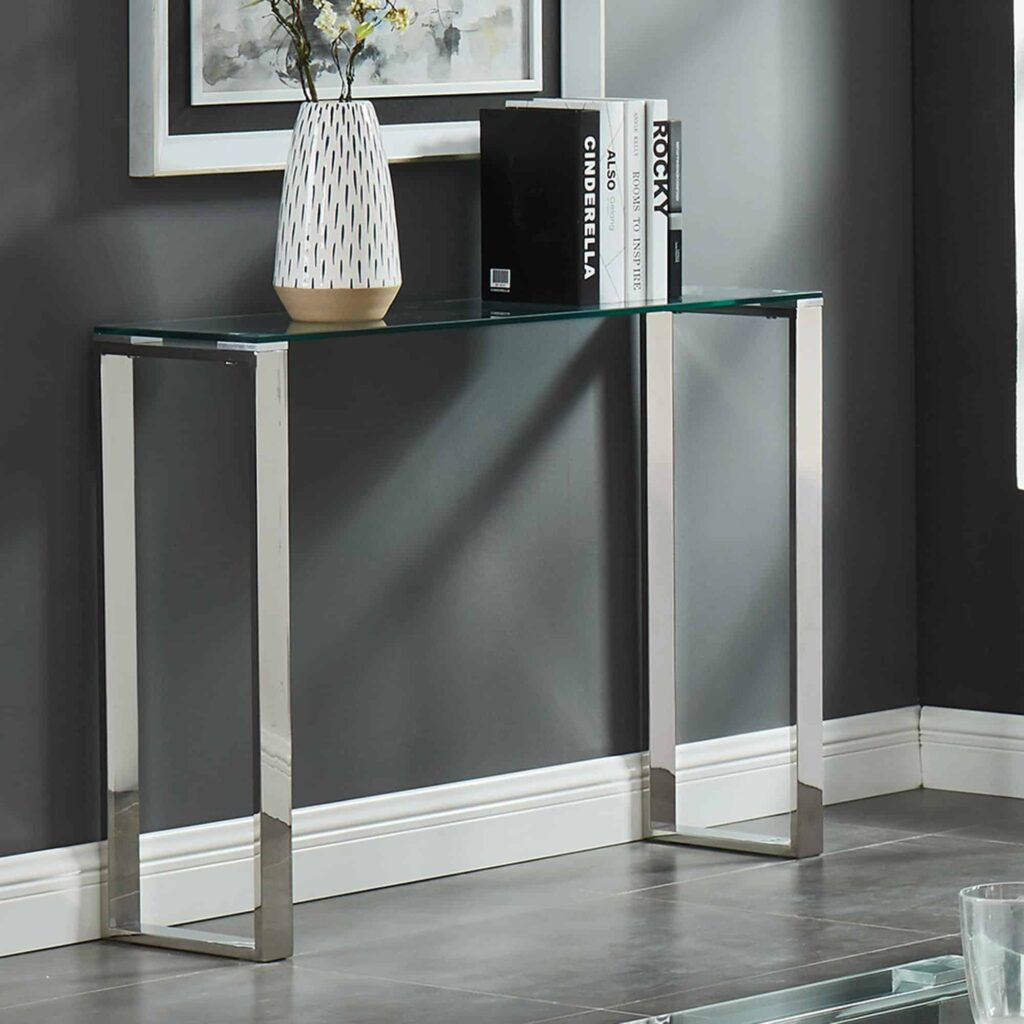 Zevon Console/Desk in Silver 502-408CH 502 408CH 1