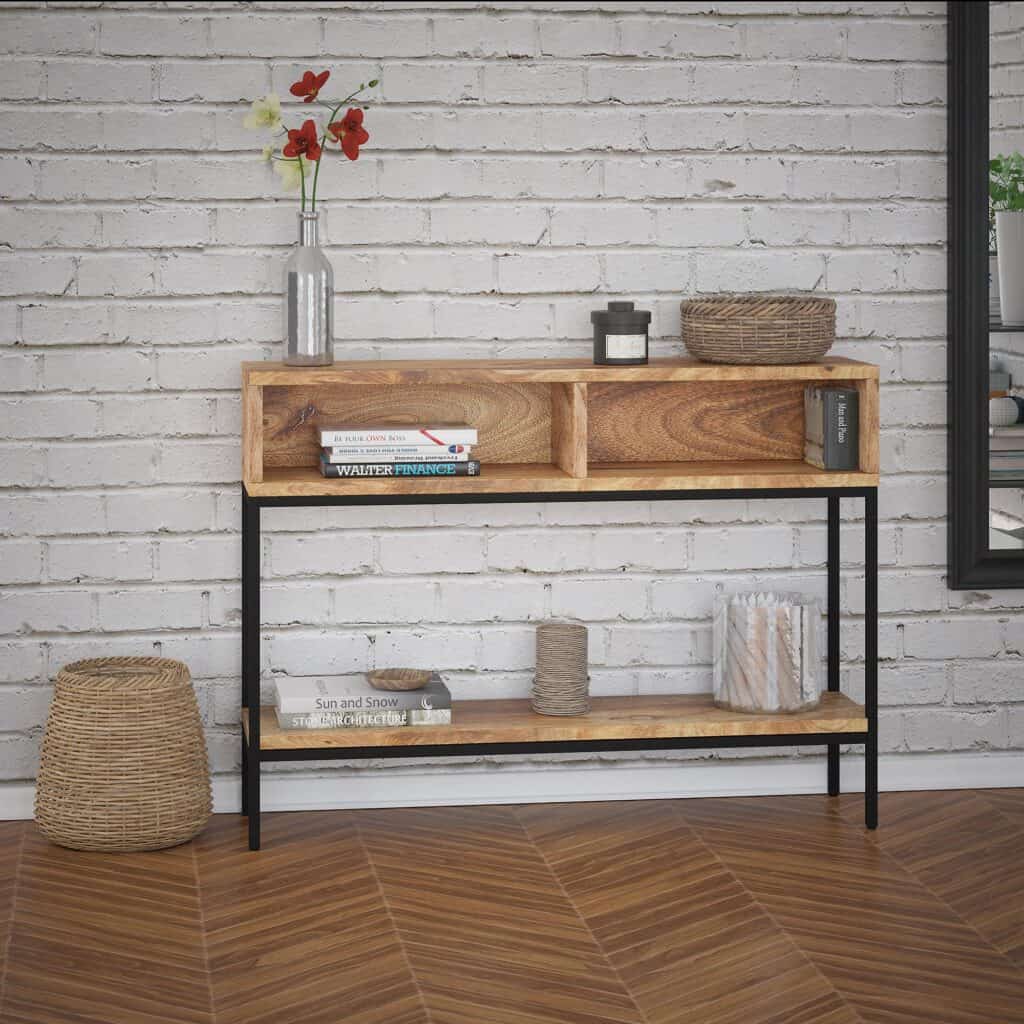 Ojas Console Table in Natural Burnt and Black 502-513NT 502 513NT 1