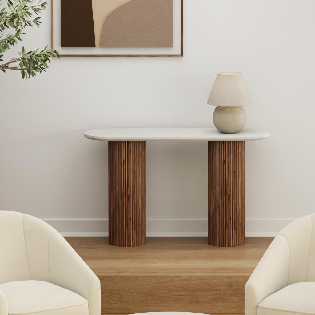 Jilsa Console Table in Walnut & White - Image 2