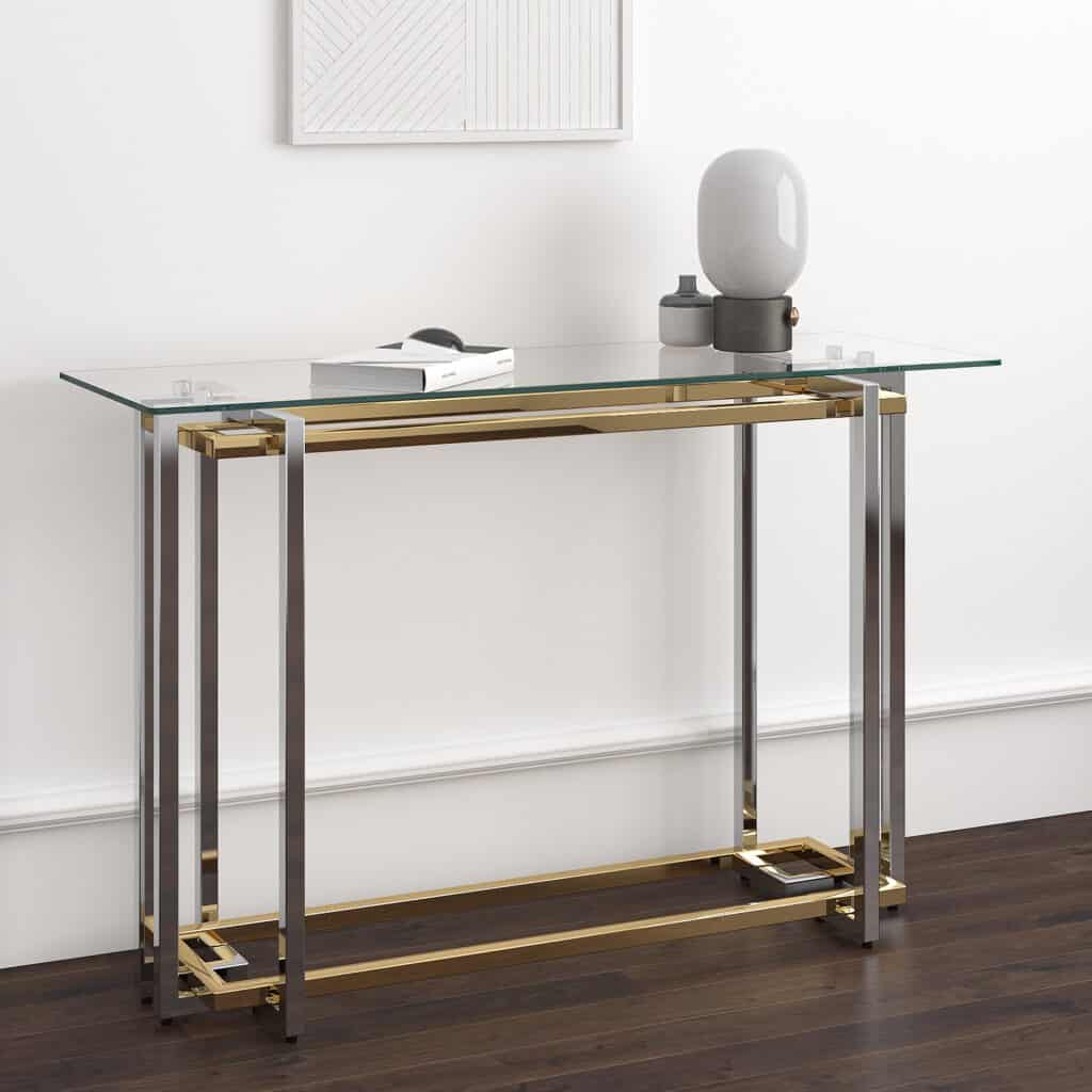 Florina Console Table in Silver and Gold - Image 2