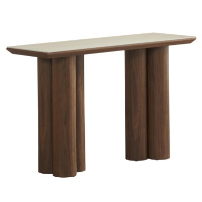 Seaton Console Table, 47.25" in Walnut and Travertine