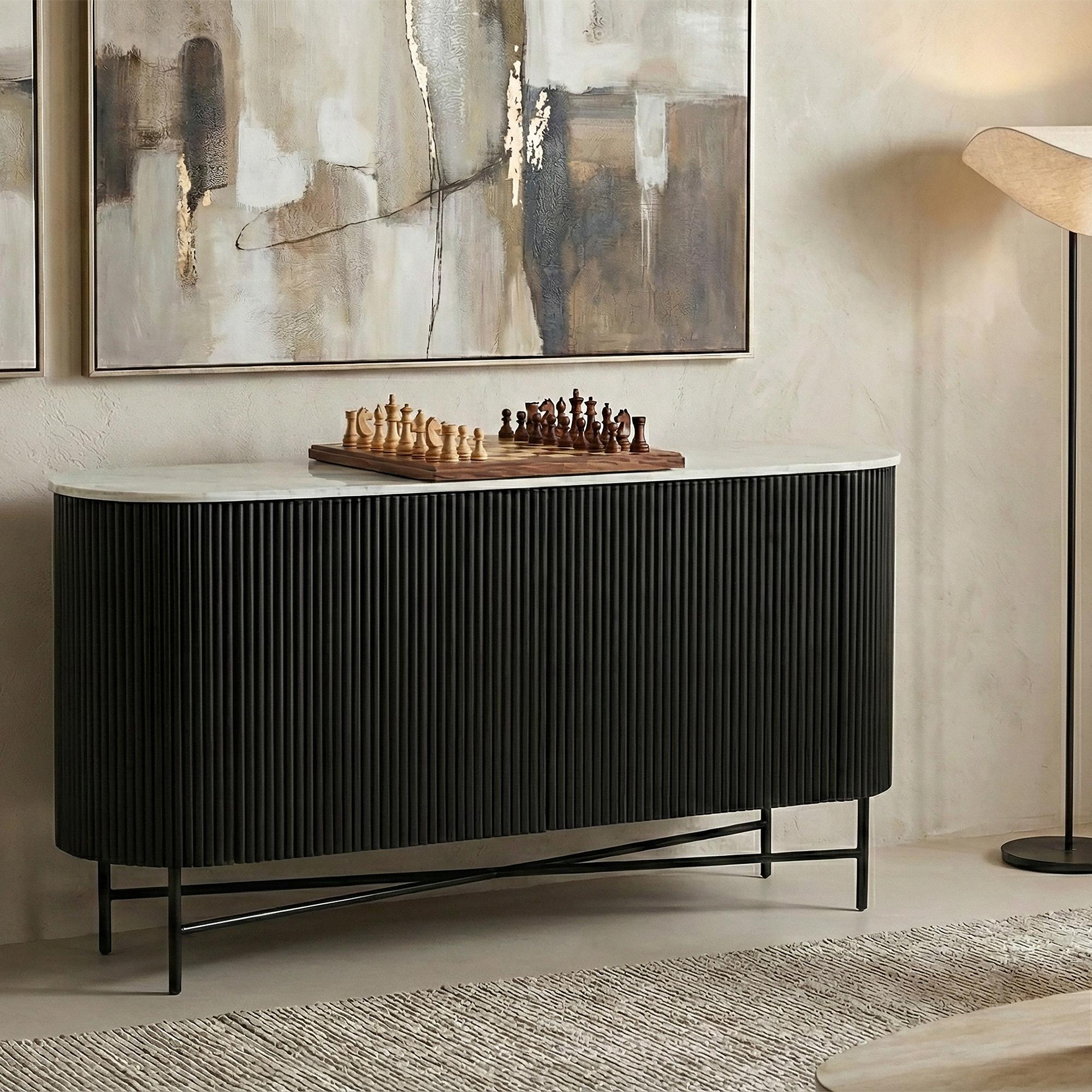 Reyna Sideboard, 57" in Black and White 2 Reyna Sideboard, 57" in Black and White - Image 2