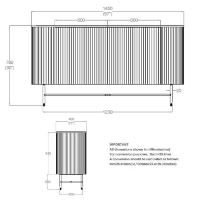 Reyna Sideboard, 57" in Black and White 15 Reyna Sideboard, 57" in Black and White 503-248BLK 503 248BLK LD