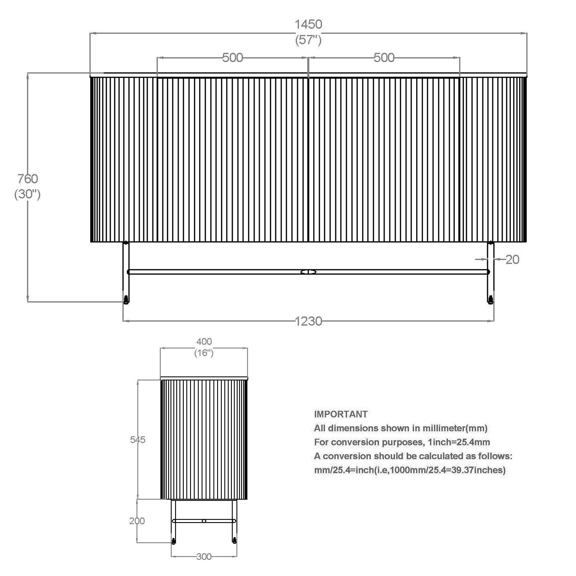 Reyna Sideboard, 57" in Black and White 8 Reyna Sideboard, 57" in Black and White - Image 8