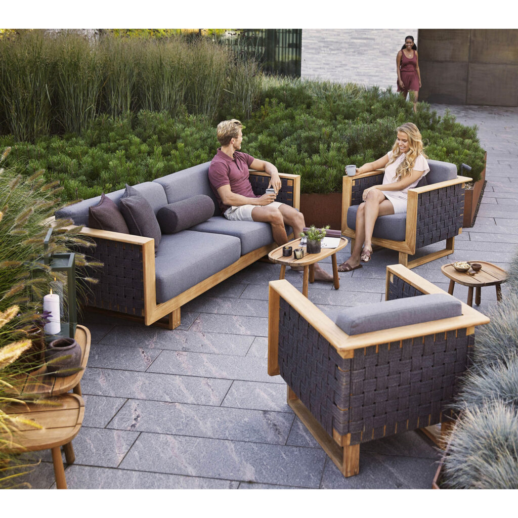 Angle 3-Seater Sofa W/Teak Frame - Image 7