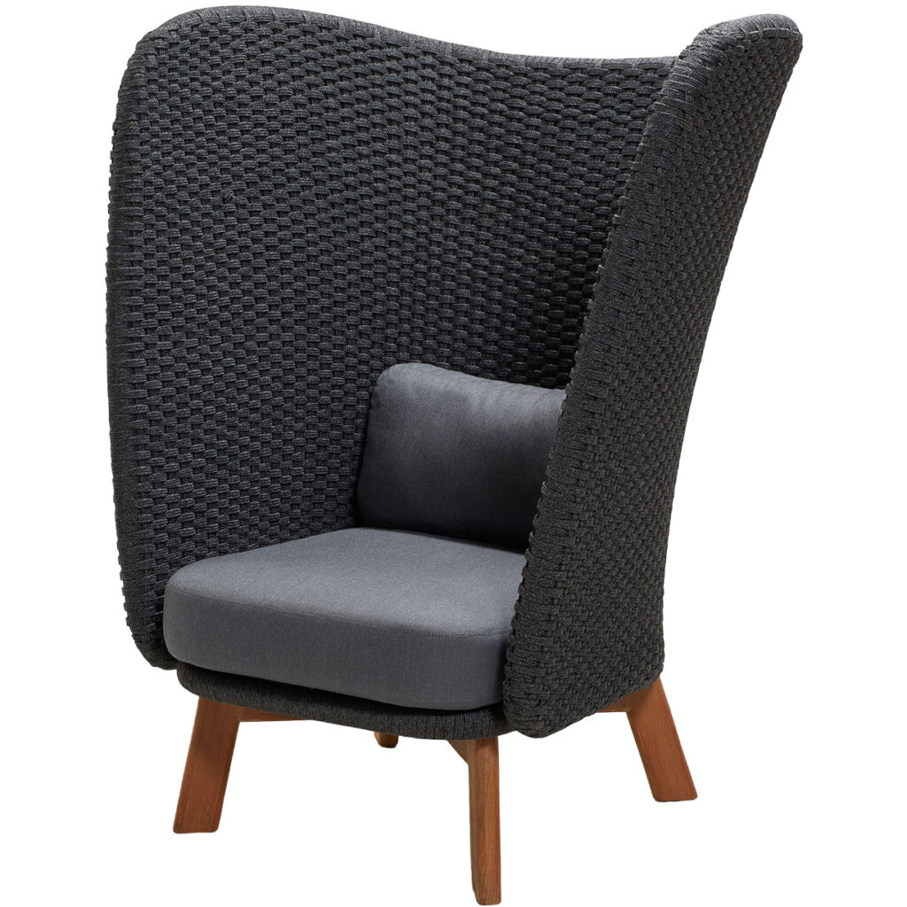 Peacock Wing Highback Chair W/Teak Legs