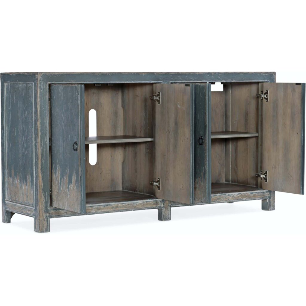 Boheme Four Door Media Console 5750-55460-BLU 5750 55460 blu open silo