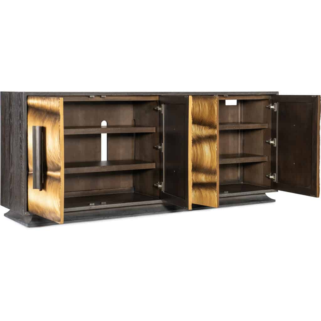 Melange Swaley Four Door Credenza 628-85633-15 628 85633 15 open silo