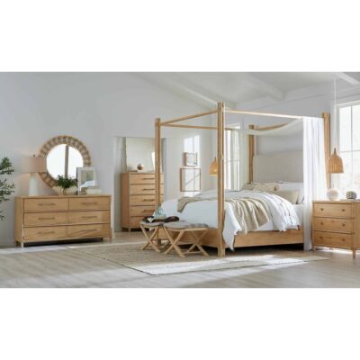 Retreat Pole Rattan King Upholstered Poster Bed w/Canopy 6950-90466-80 6950 90466 202 005 216 210 119 80 room