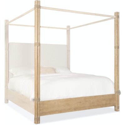 Retreat Pole Rattan King Upholstered Poster Bed w/Canopy 6950-90466-80 6950 90468 80 silo