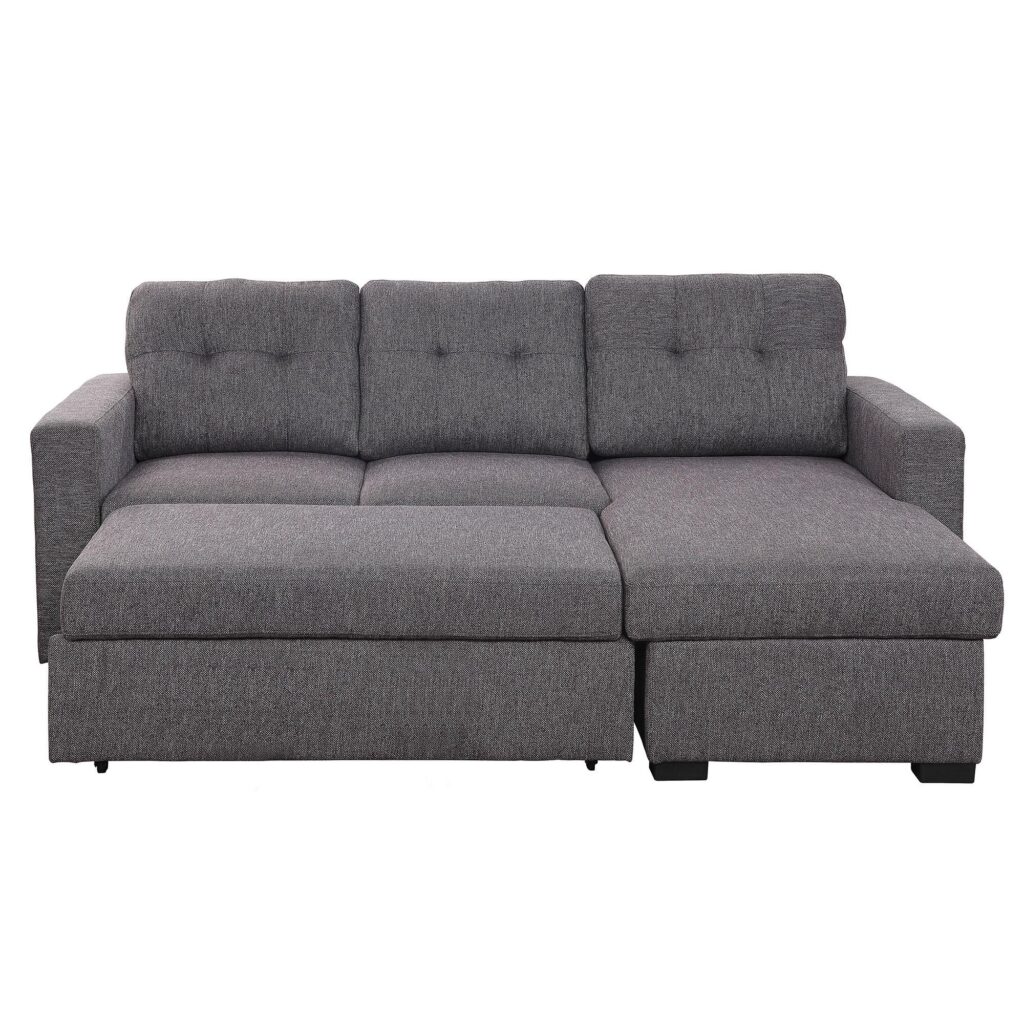 Tyson 93.25" Sectional Sofa w/Bed & Storage in Charcoal - Image 3