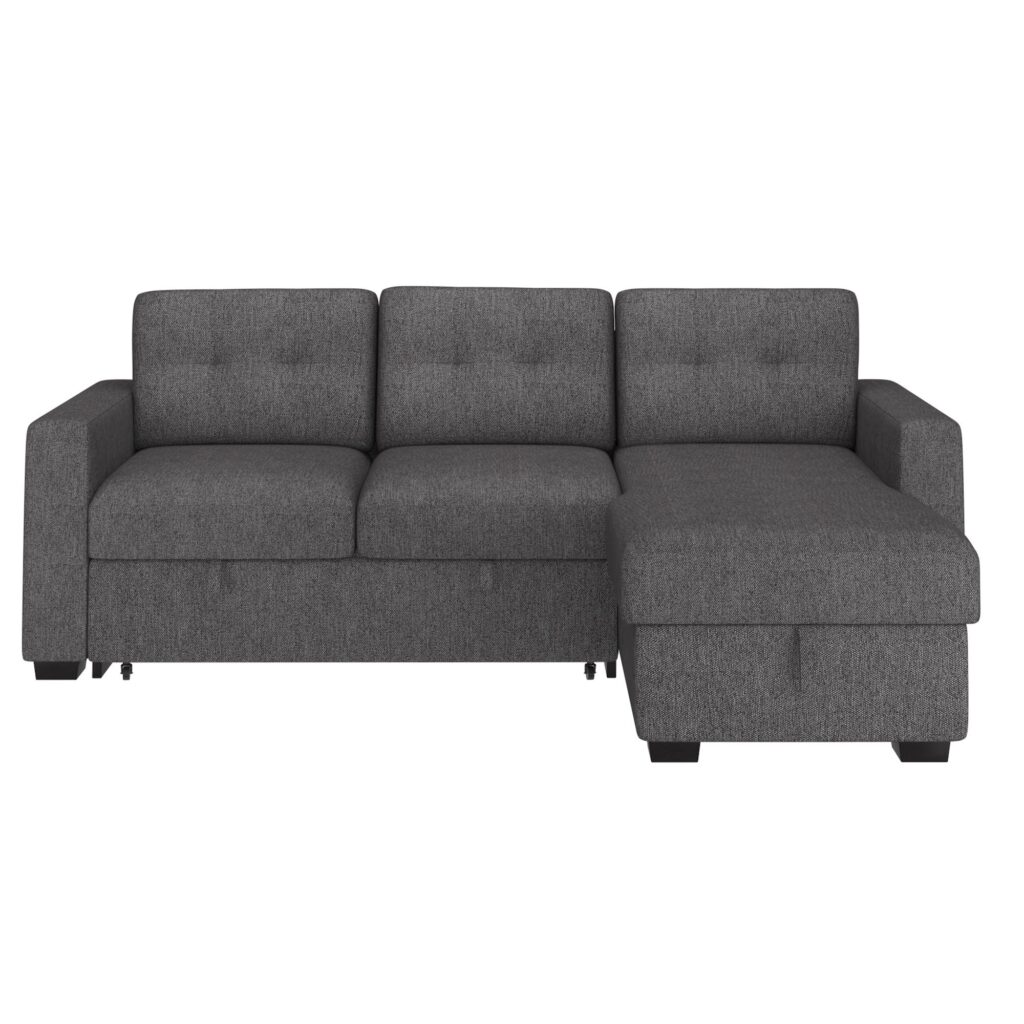Tyson 93.25" Sectional Sofa w/Bed & Storage in Charcoal - Image 5