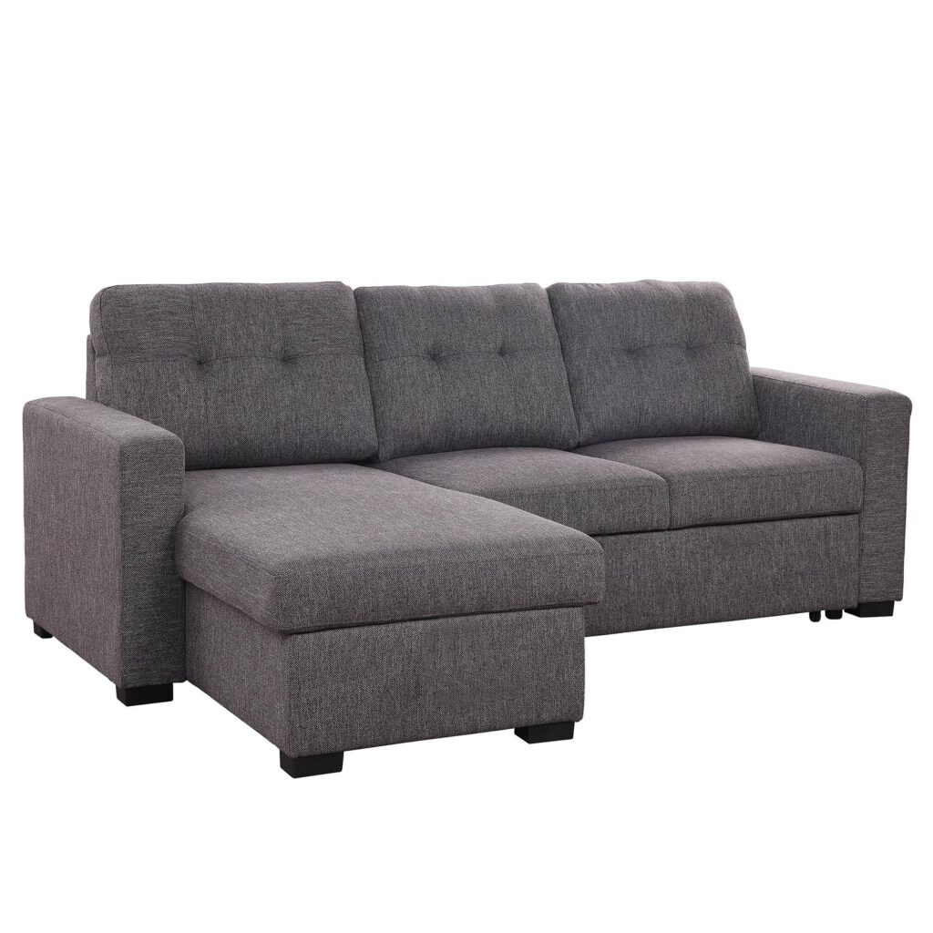Tyson 93.25" Sectional Sofa w/Bed & Storage in Charcoal - Image 7