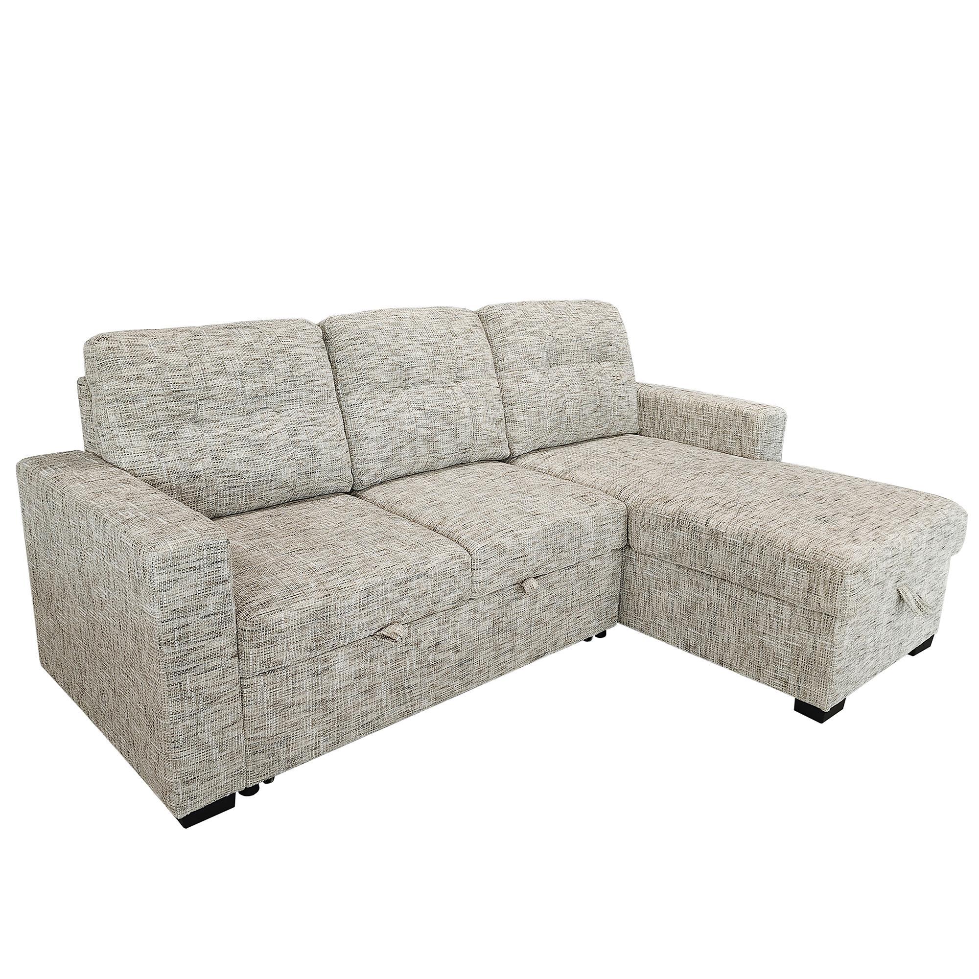 Draga Sofa with Reversible Chaise & Bed & Storage in Beige 1 Draga Sofa with Reversible Chaise & Bed & Storage in Beige