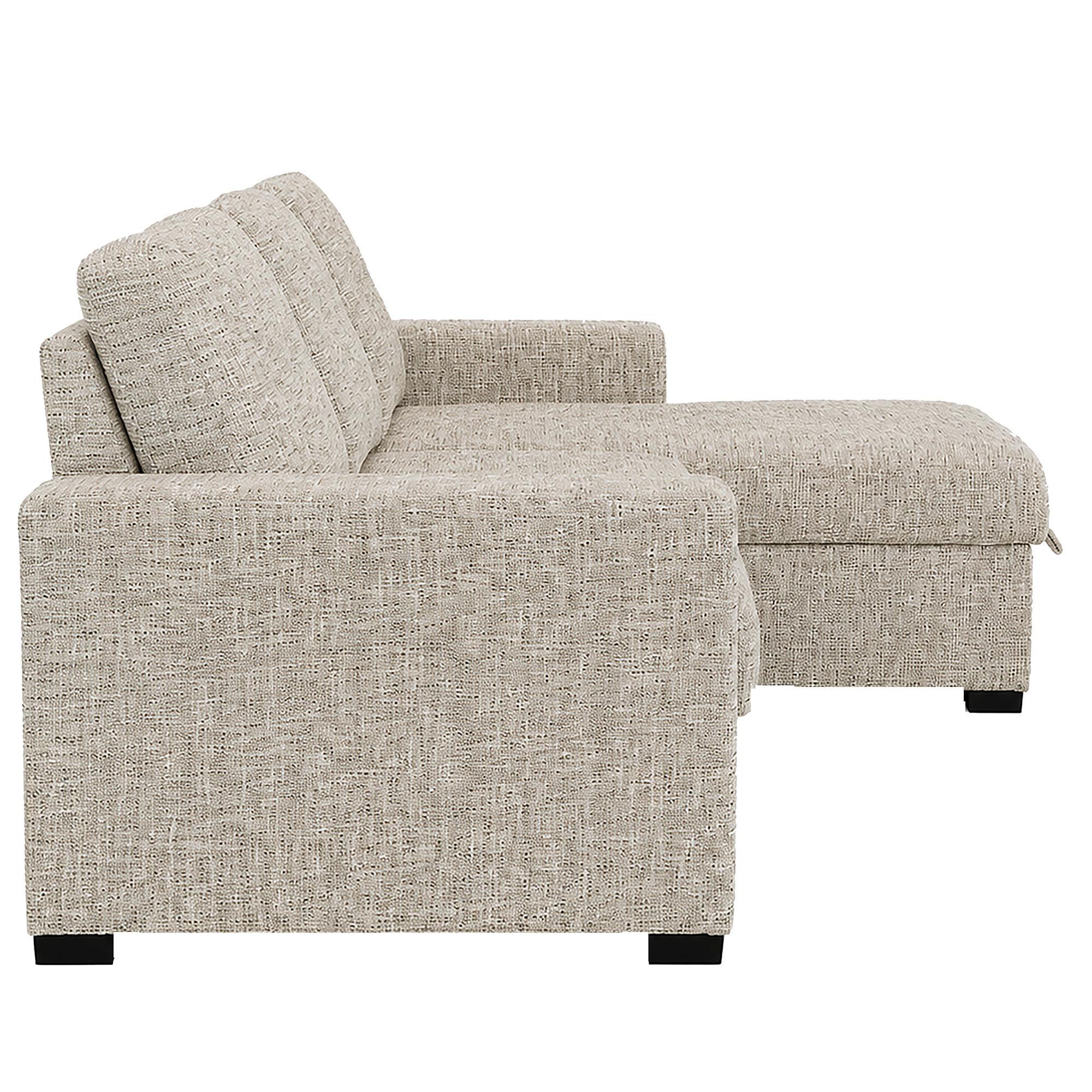 Draga Sofa with Reversible Chaise & Bed & Storage in Beige 4 Draga Sofa with Reversible Chaise & Bed & Storage in Beige - Image 4