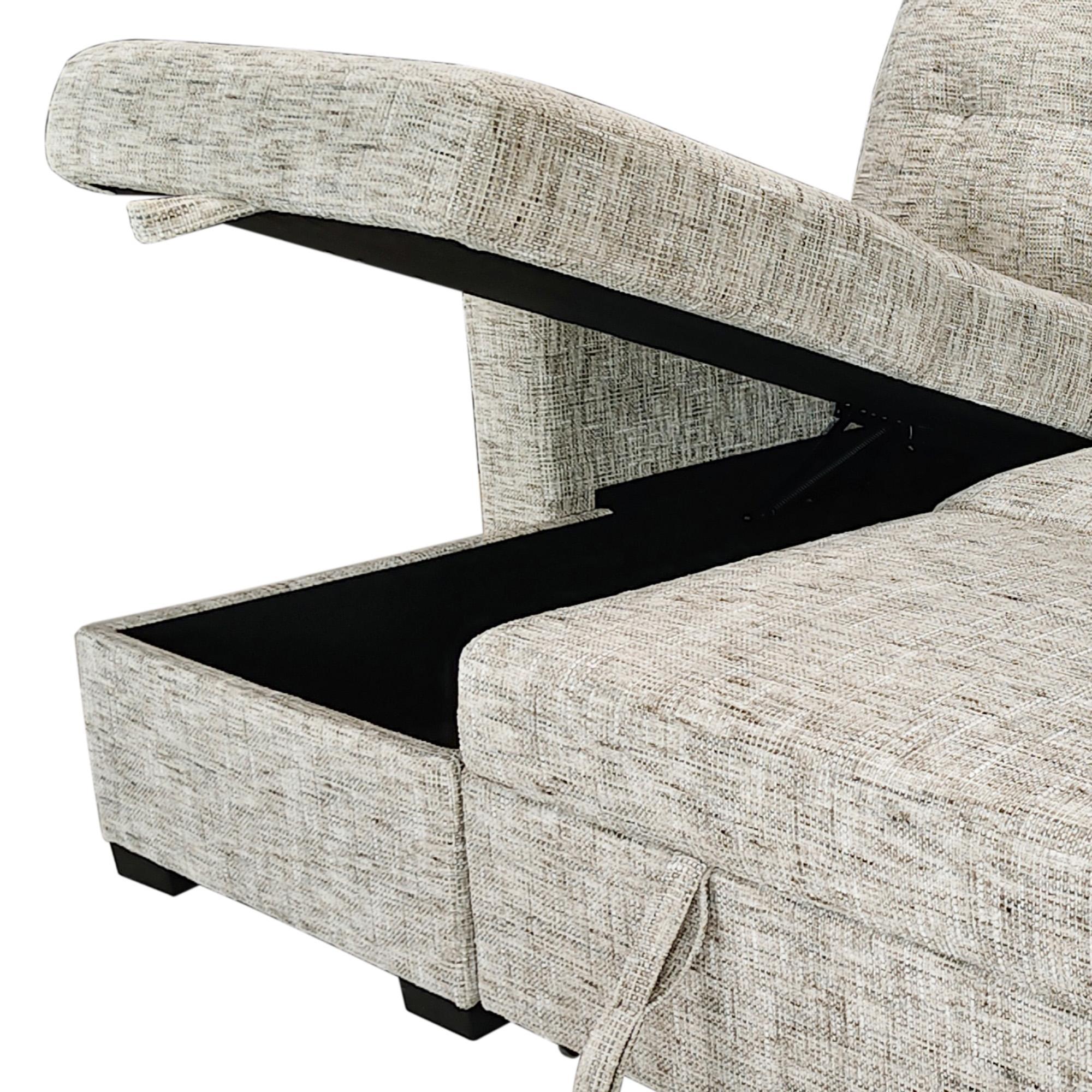 Draga Sofa with Reversible Chaise & Bed & Storage in Beige 6 Draga Sofa with Reversible Chaise & Bed & Storage in Beige - Image 6