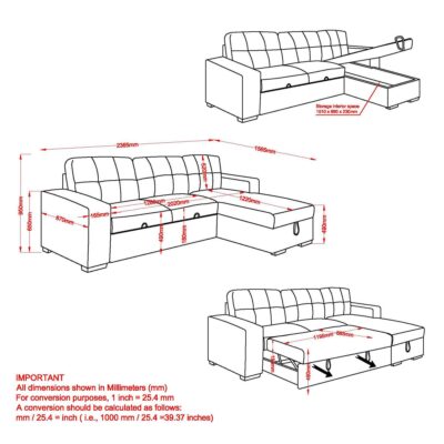 Draga Sofa with Reversible Chaise & Bed & Storage in Beige 15 Draga Sofa with Reversible Chaise & Bed & Storage in Beige 700-562BG 700 562BG LD