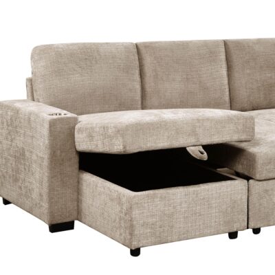 Lennox Right Sectional with Chaise & Bed & Storage in Beige 12 Lennox Right Sectional with Chaise & Bed & Storage in Beige 700-611BEG 700 611BEG 4