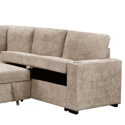 Lennox Right Sectional with Chaise & Bed & Storage in Beige 13 Lennox Right Sectional with Chaise & Bed & Storage in Beige 700-611BEG 700 611BEG 5