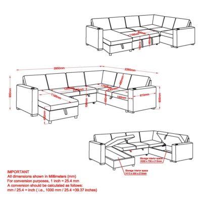 Lennox Right Sectional with Chaise & Bed & Storage in Beige 15 Lennox Right Sectional with Chaise & Bed & Storage in Beige 700-611BEG 700 611BEG LD