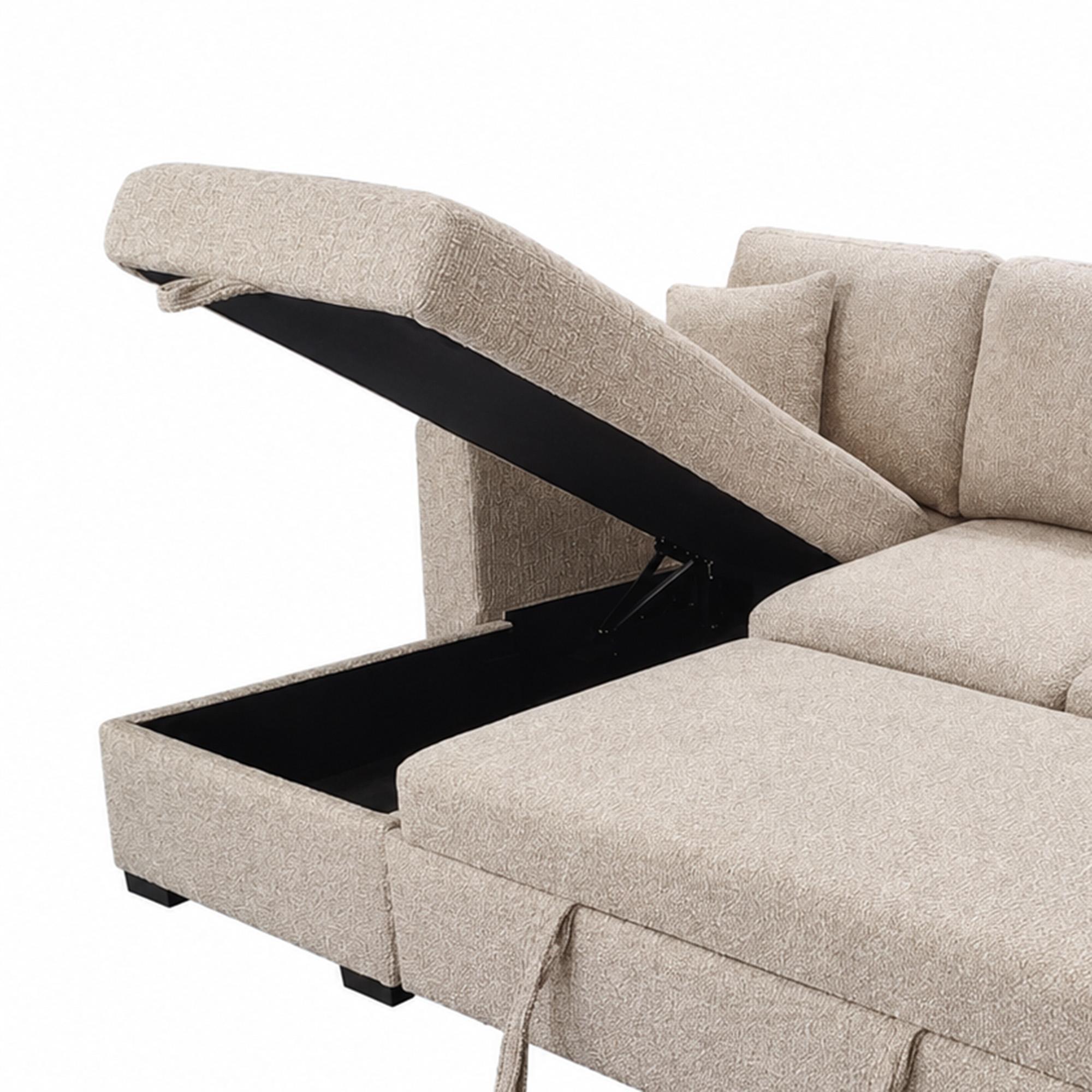 Gareth Sofa with Left Chaise & Bed & Storage in Taupe 4 Gareth Sofa with Left Chaise & Bed & Storage in Taupe - Image 4