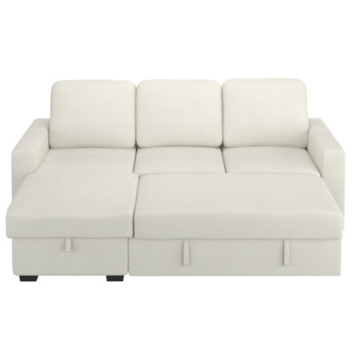 Alfonso 93.25" Sofa w/Bed & Storage in Beige Performance Fabric 700-958BG 700 958BG 2
