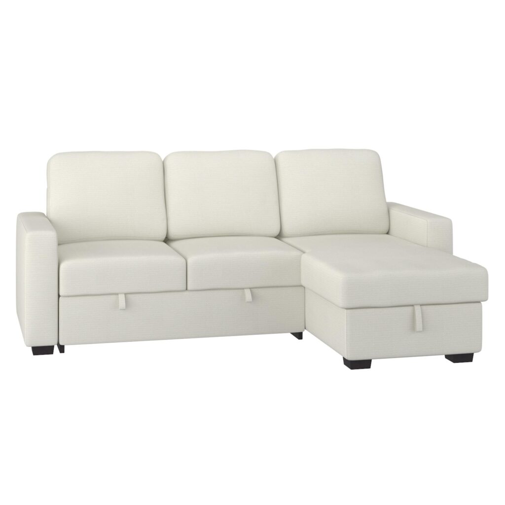 Alfonso 93.25" Sofa w/Bed & Storage in Beige Performance Fabric - Image 6