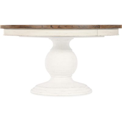 Americana Round Pedestal Dining Table w/1-22in leaf 7050-75203-02 7050 75203t 02 silo