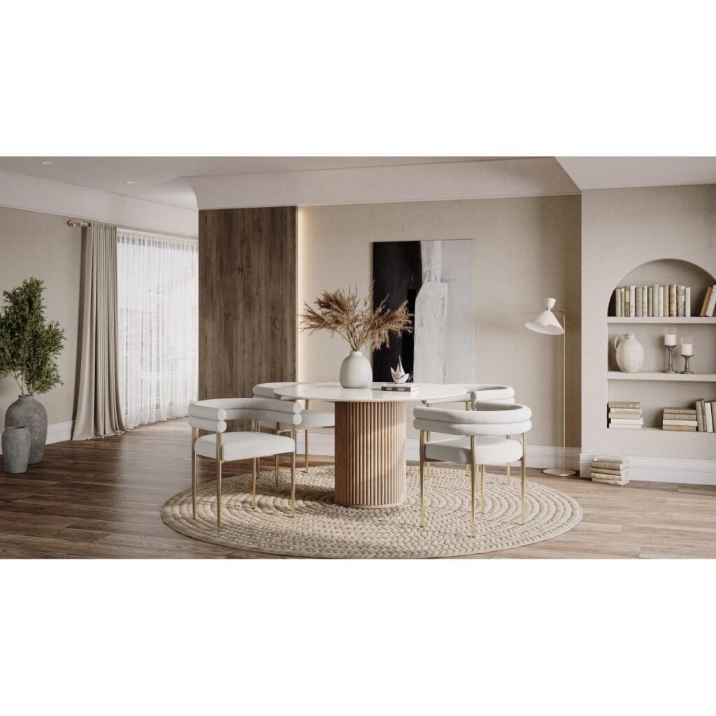 Allure Dining Chair - Set of 2 - Cream/Gold - Image 5