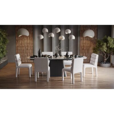 Aivana 7-Piece Dining Set - White/Black
