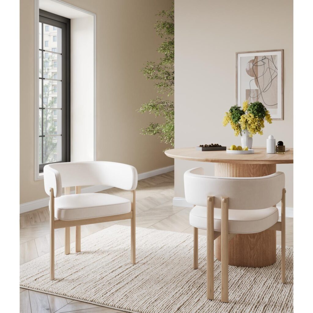 Belisse Dining Chair - Set of 2 - Cream/Oak - Image 9