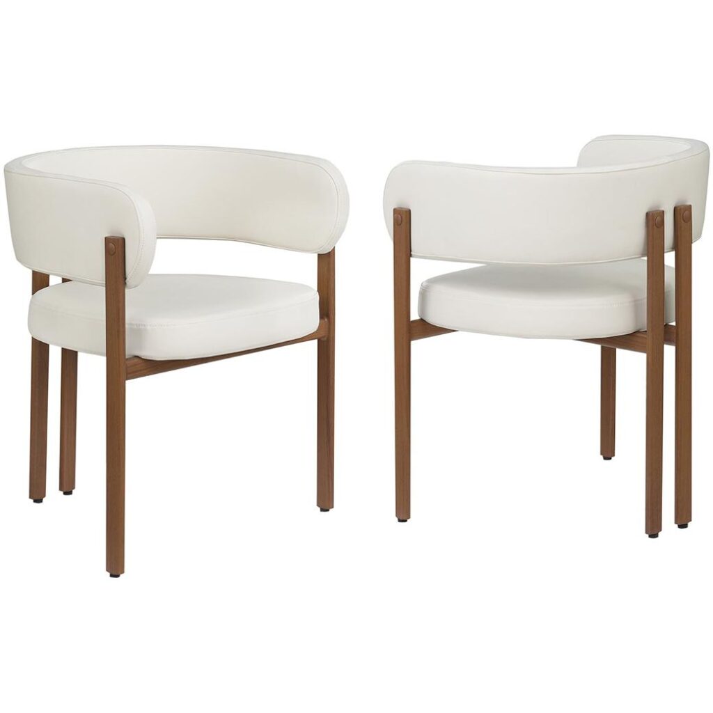 Caliste Dining Chair - Set of 2 - Cream/Walnut