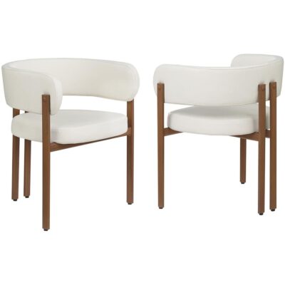 Caliste Dining Chair - Set of 2 - Cream/Walnut