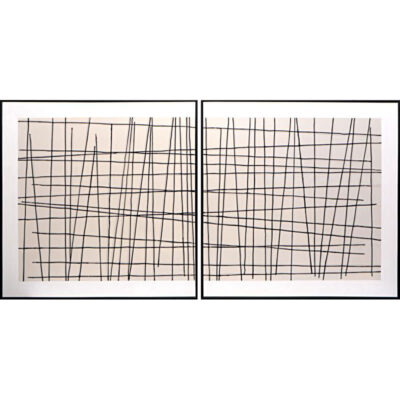 Crosshatch (Set Of 2) - 48" X 48" - Black Floater Frame