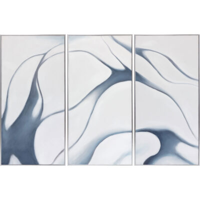 Wall Art Burlington - Modern Decor A0366 MEDITATION SET OF 3 30 X 60 SILVER FLOATER FRAME 1 2