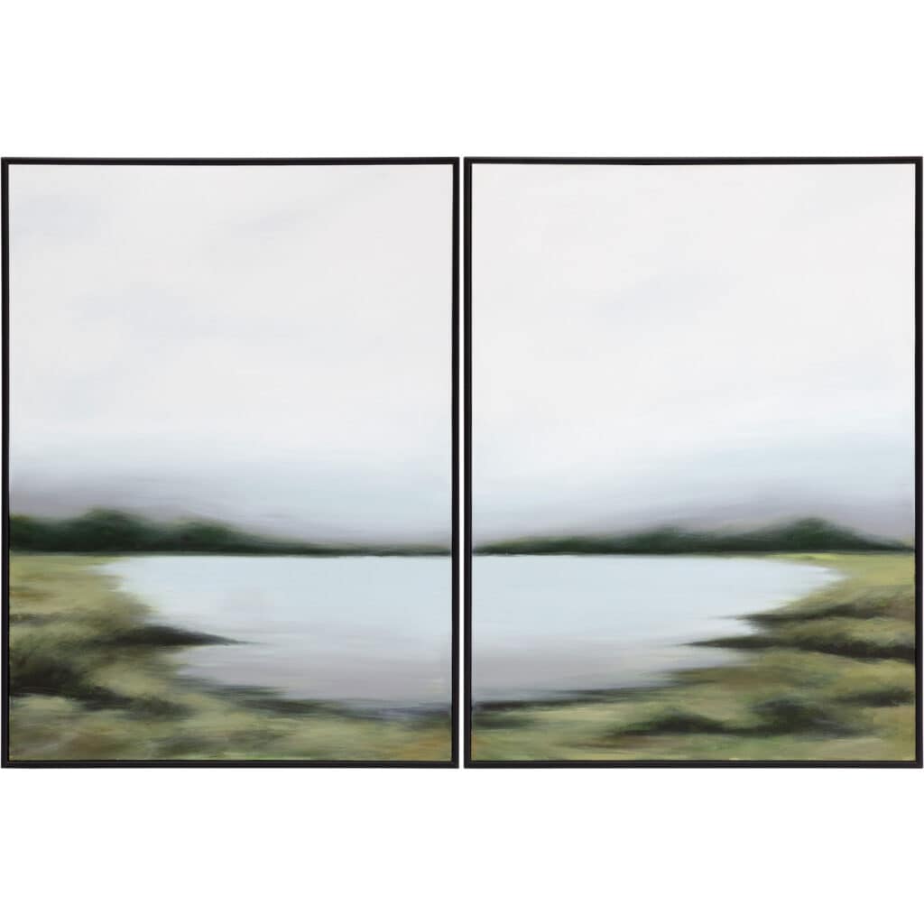 Lakeside Views (Set Of 2) - 36" X 48" - Black Floater Frame