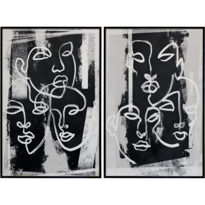 Wall Art Burlington - Modern Decor A0394 FACE TO FACE SET OF 2 40 X 60 BLACK FLOATER FRAME