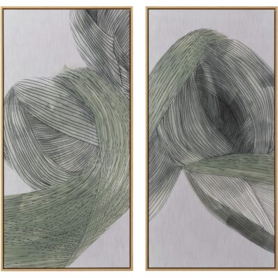 Bloom And Flow (Set Of 2) - 30" X 60" - Natural Floater Frame