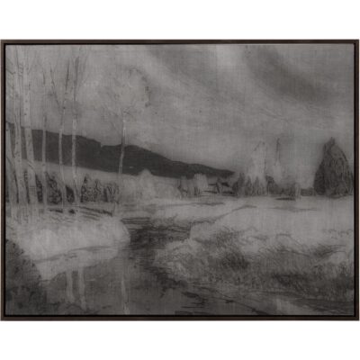 Antique Landscape - 50" X 35" - Dark Brown Floater Frame